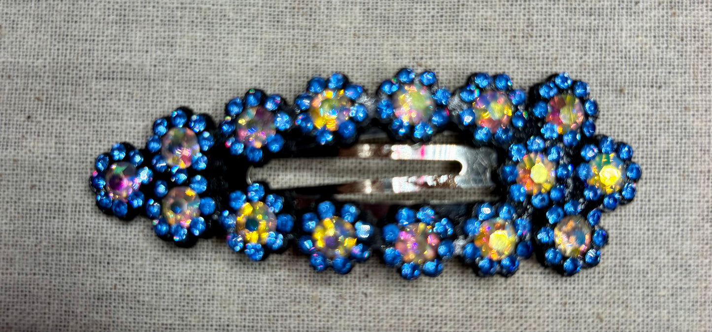 Haarspeld met strass bloemetjes, 8 cm