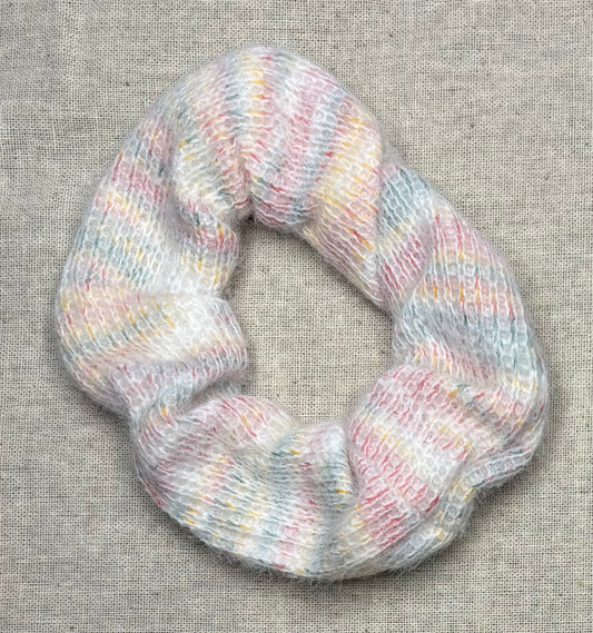 Scrunchie, knitted, pastel multicolour
