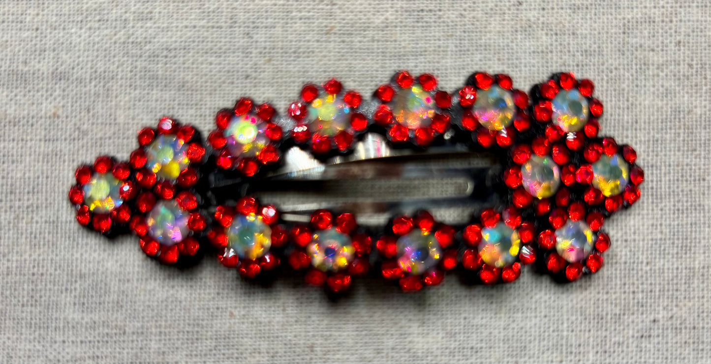 Haarspeld met strass bloemetjes, 8 cm