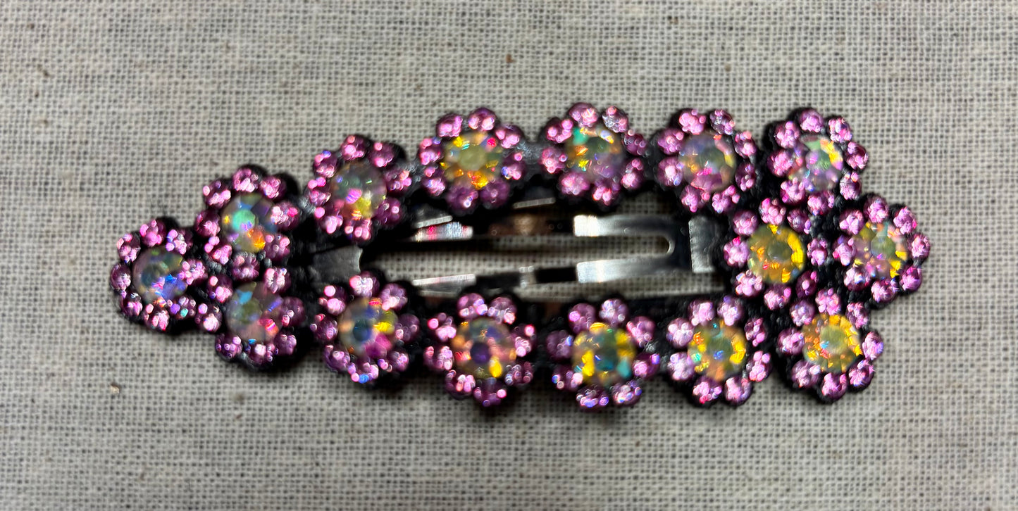 Haarspeld met strass bloemetjes, 8 cm