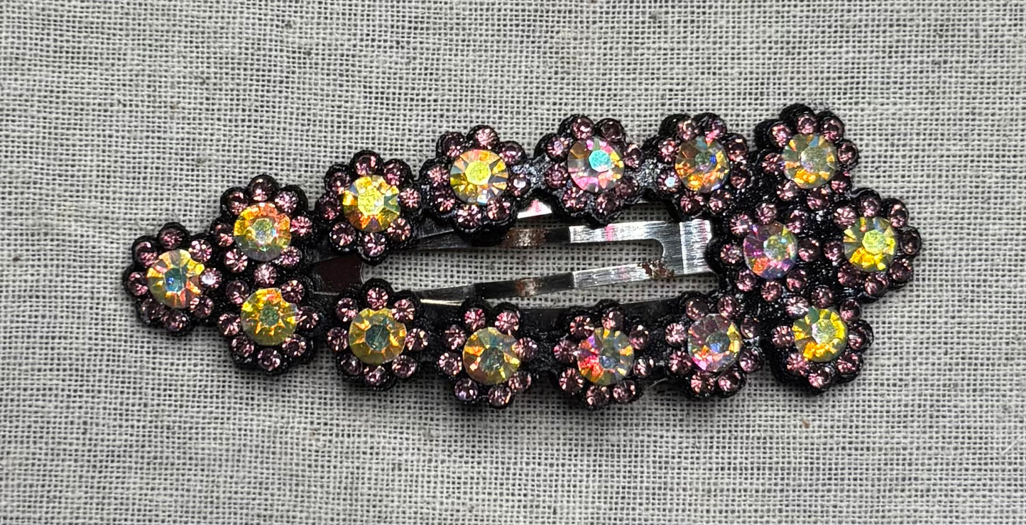 Haarspeld met strass bloemetjes, 8 cm