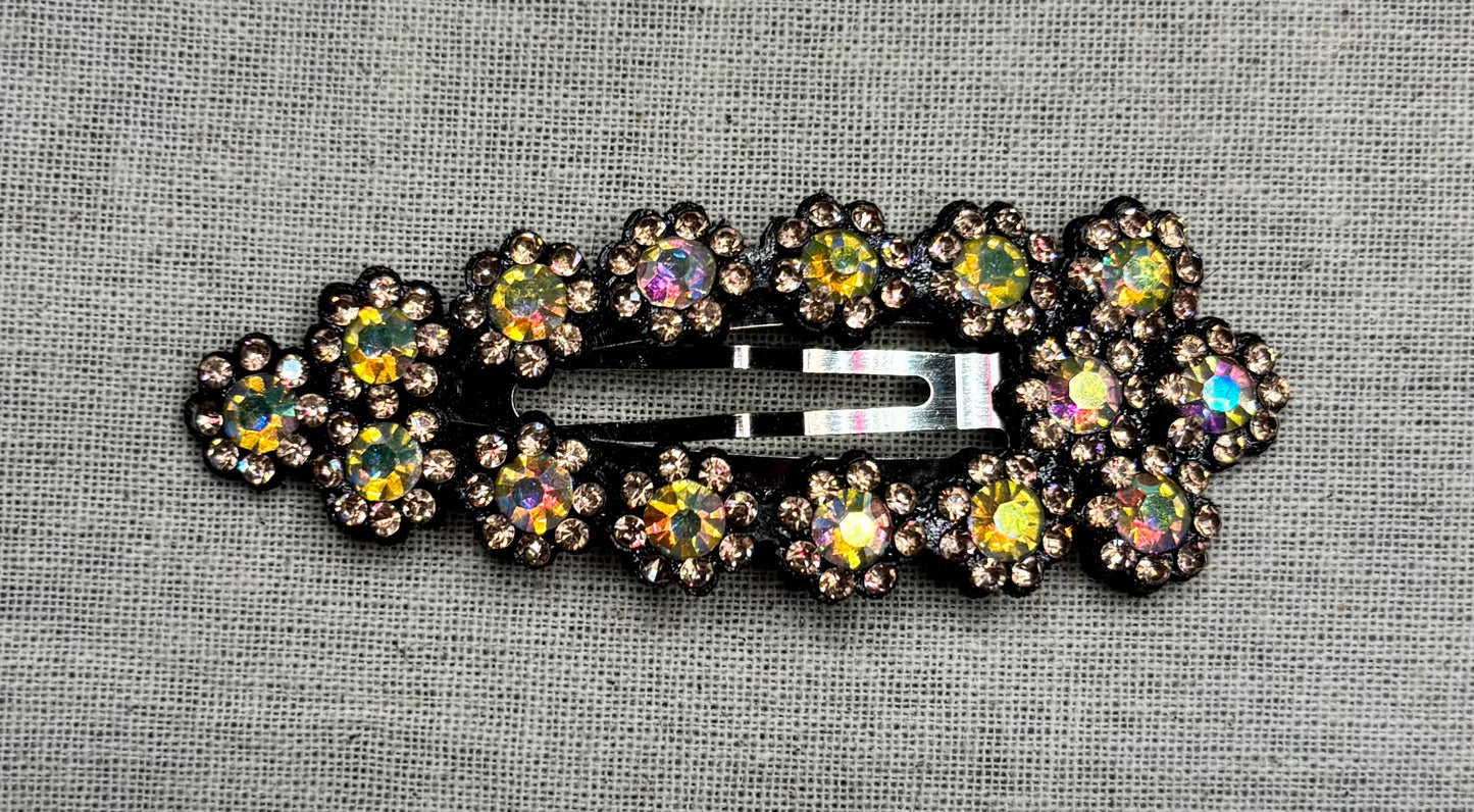 Haarspeld met strass bloemetjes, 8 cm
