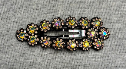 Haarspeld met strass bloemetjes, 8 cm