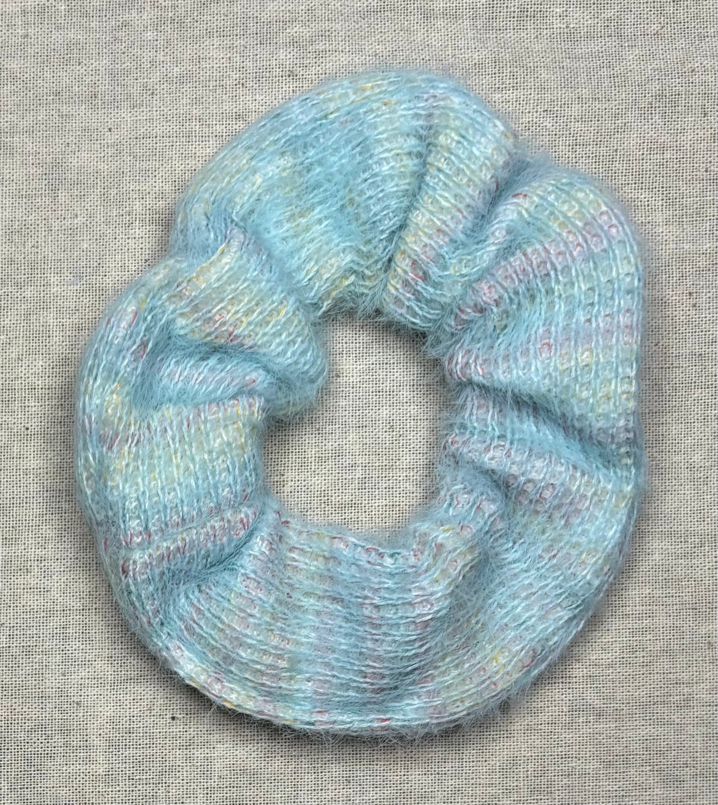 Scrunchie, knitted, pastel multicolour