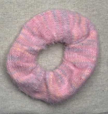 Scrunchie, knitted, pastel multicolour