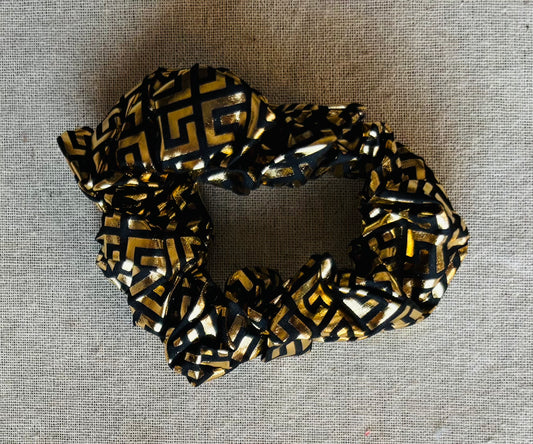 Scrunchie - glossy - black & gold